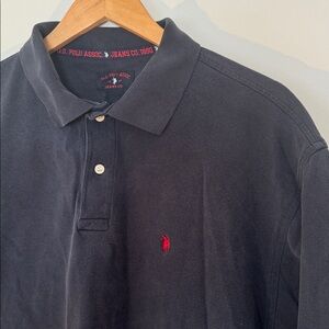 ✅ US POLO ASSOC. Jeans Co Vintage Short Sleeve Collared Polo Shirt -Navy Blue